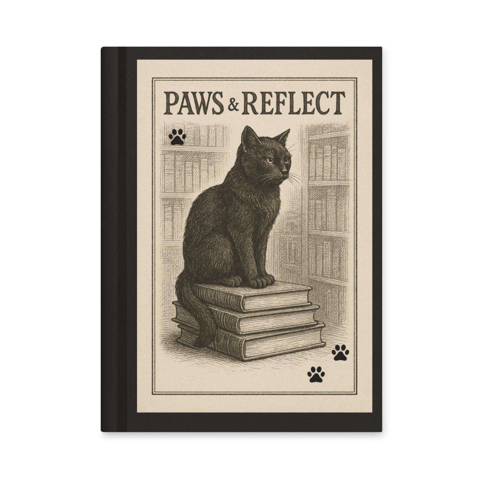 "Paws & Reflect" Hardcover Journal | Dark Academia Cat Lover Notebook A5 - Image 4