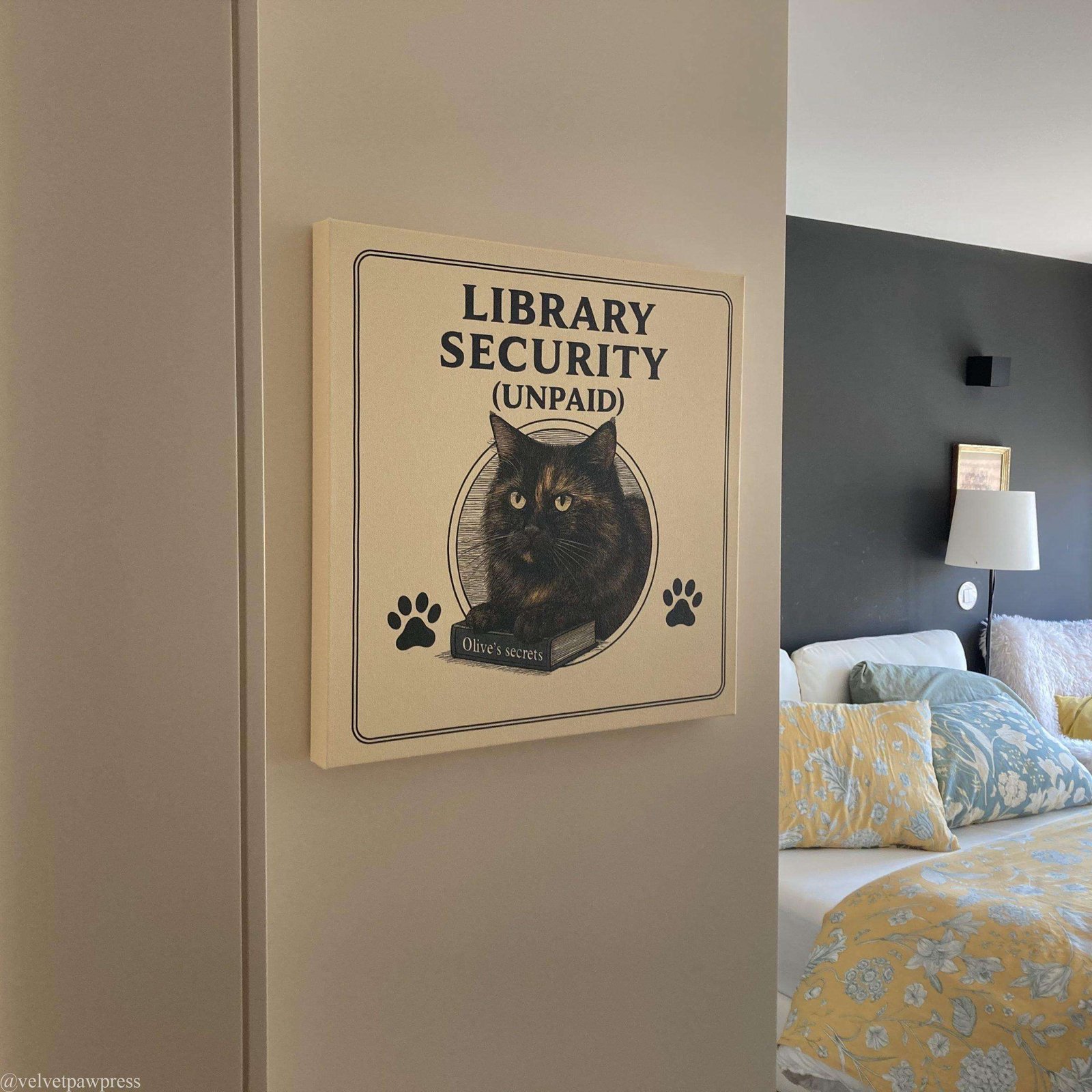 Custom Dark Academia Pet Portrait on Canvas | Vintage Gothic Cat & Dog Artwork for Book Lovers - Image 5