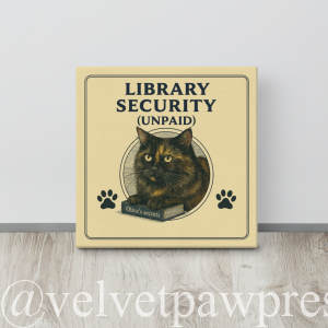 Custom Dark Academia Pet Portrait on Canvas | Vintage Gothic Cat & Dog Artwork for Book Lovers
