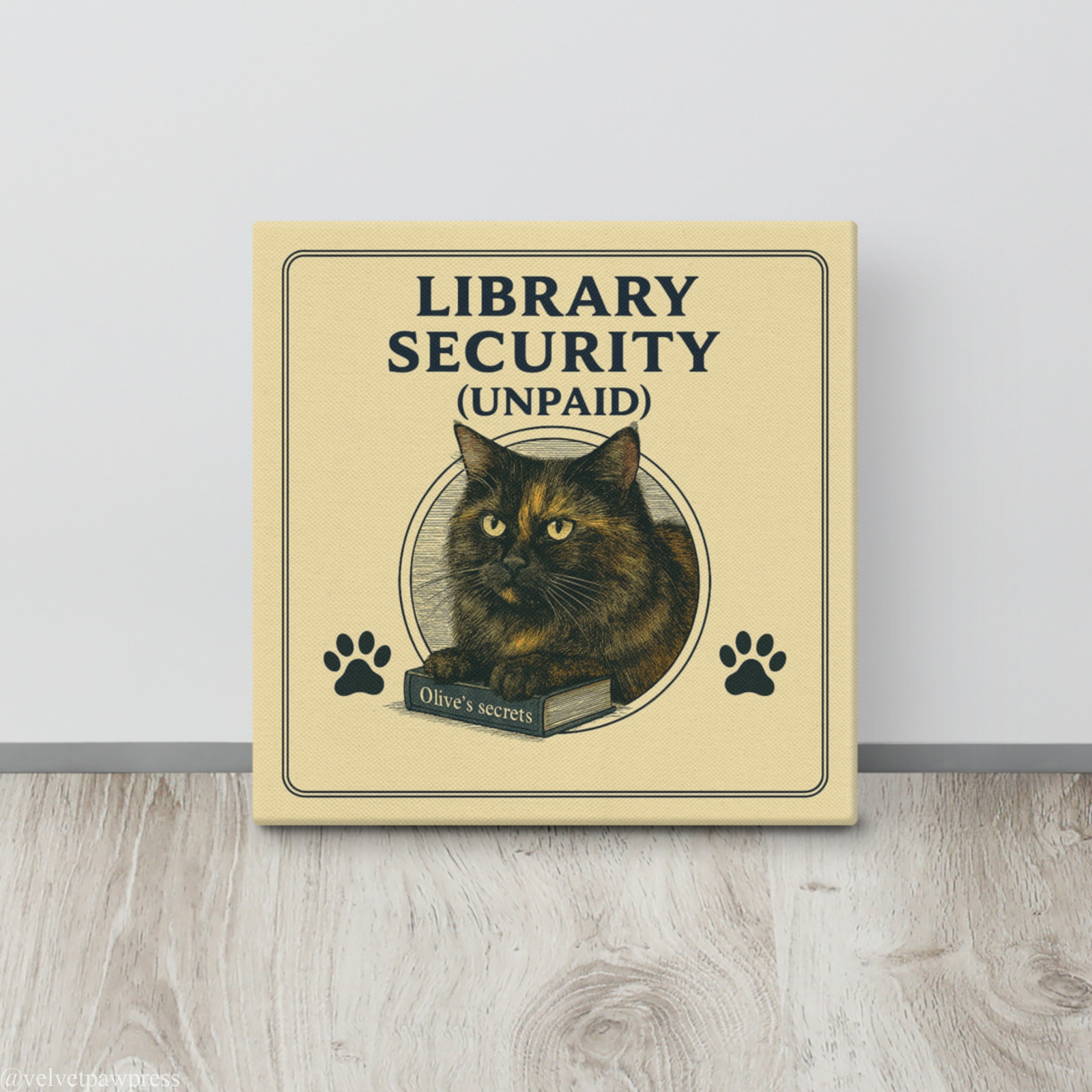 Custom Dark Academia Pet Portrait on Canvas | Vintage Gothic Cat & Dog Artwork for Book Lovers - Image 2