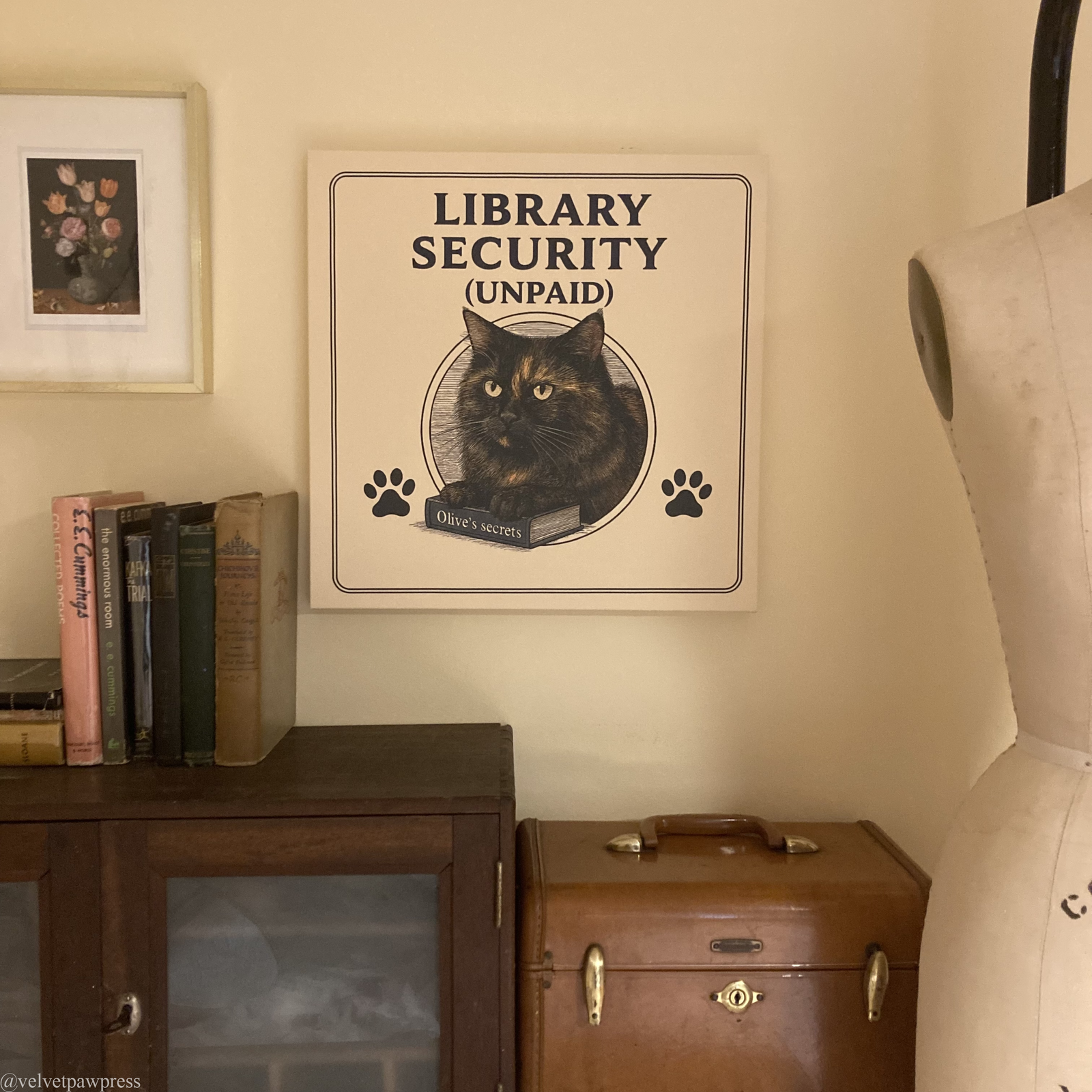 Custom Dark Academia Pet Portrait on Canvas | Vintage Gothic Cat & Dog Artwork for Book Lovers - Image 8