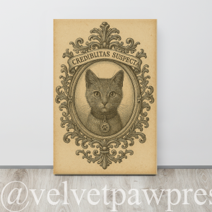 The Unreliable Narrator – Victorian Cameo Pet Portrait | Custom Gothic Cat Art