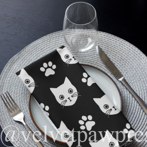 Gothic Paw Print Cocktail Napkins | Set of 4 | Velvet Paw Press