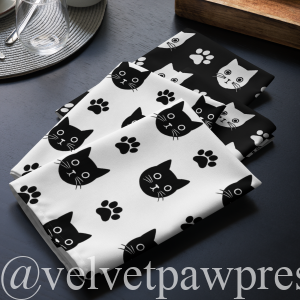 Gothic Paw Print Cocktail Napkins | Set of 4 | Velvet Paw Press