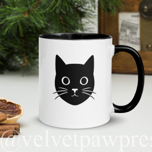 Cat Silhouette Coffee Mug | Gothic Paw Print Design