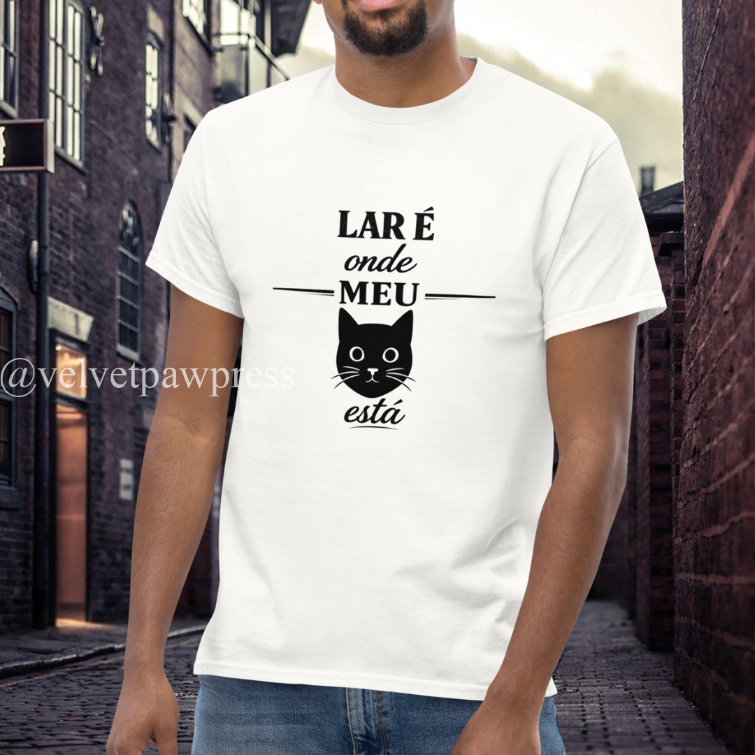 Lar é Onde Meu Gato Está Tee | Home Is Where My Cat Is Shirt | Portuguese Cat Lover Gift | Velvet Paw Press - Image 6