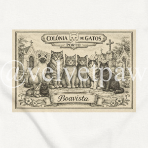 Colónia de Gatos – Cemitério de Agramonte | Porto Boavista Cat Shirt | Velvet Paw Press