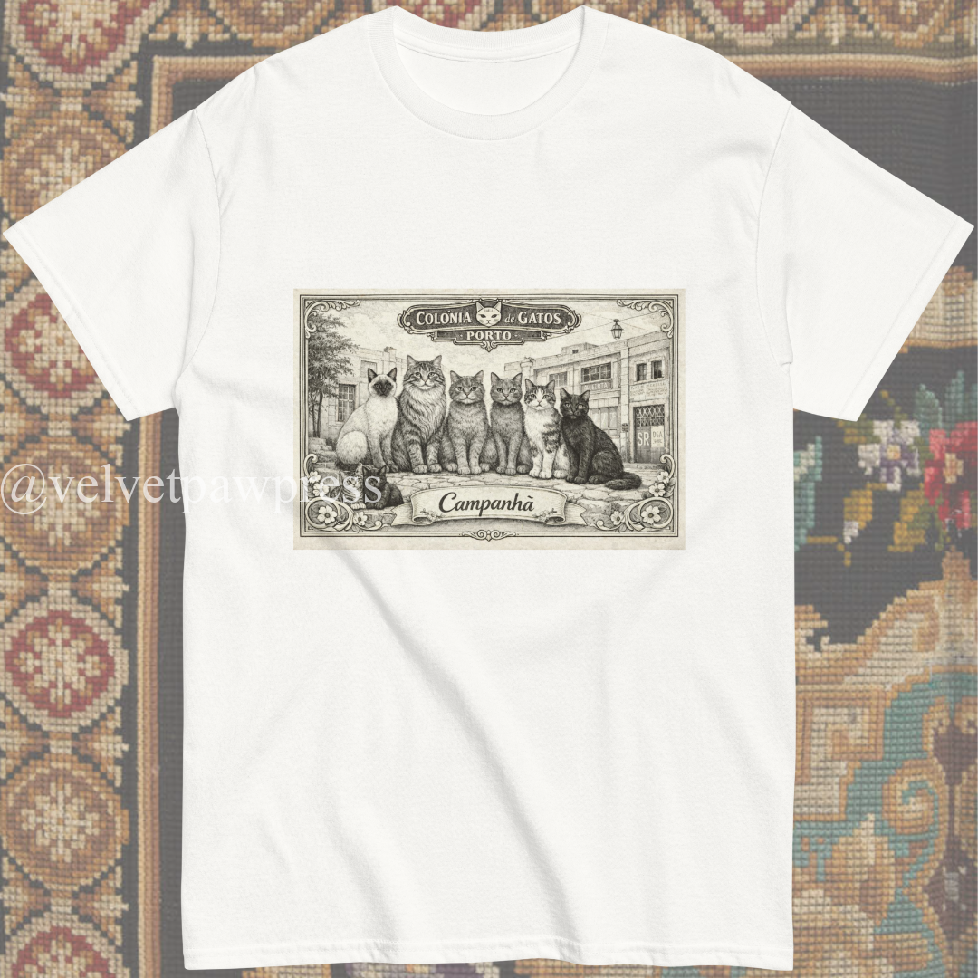 Colónia de Gatos de Campanhã | Porto Railway Cats Tee | Velvet Paw Press - Image 5