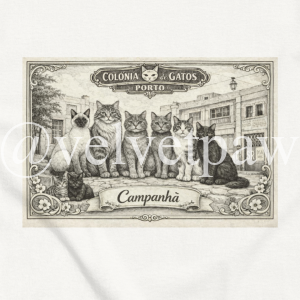 Colónia de Gatos de Campanhã | Porto Railway Cats Tee | Velvet Paw Press