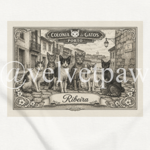 Ribeira Cat Colony Tee | Porto’s Riverside Gatos | Velvet Paw Press