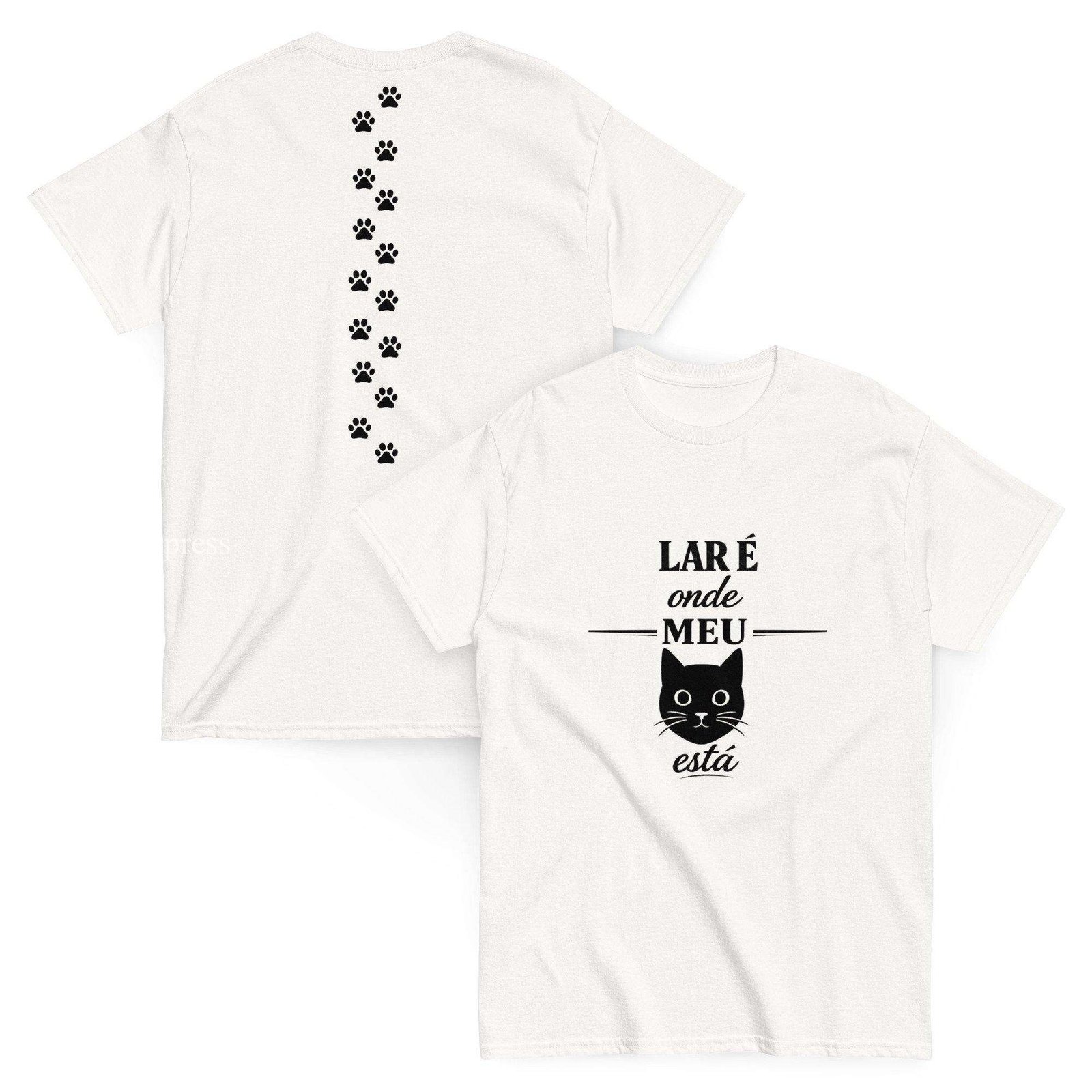Lar é Onde Meu Gato Está Tee | Home Is Where My Cat Is Shirt | Portuguese Cat Lover Gift | Velvet Paw Press - Image 2
